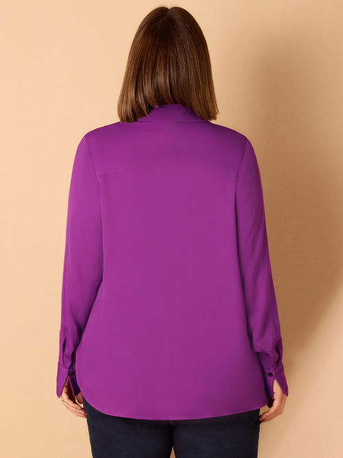 Purple V Neck Collared Shirt