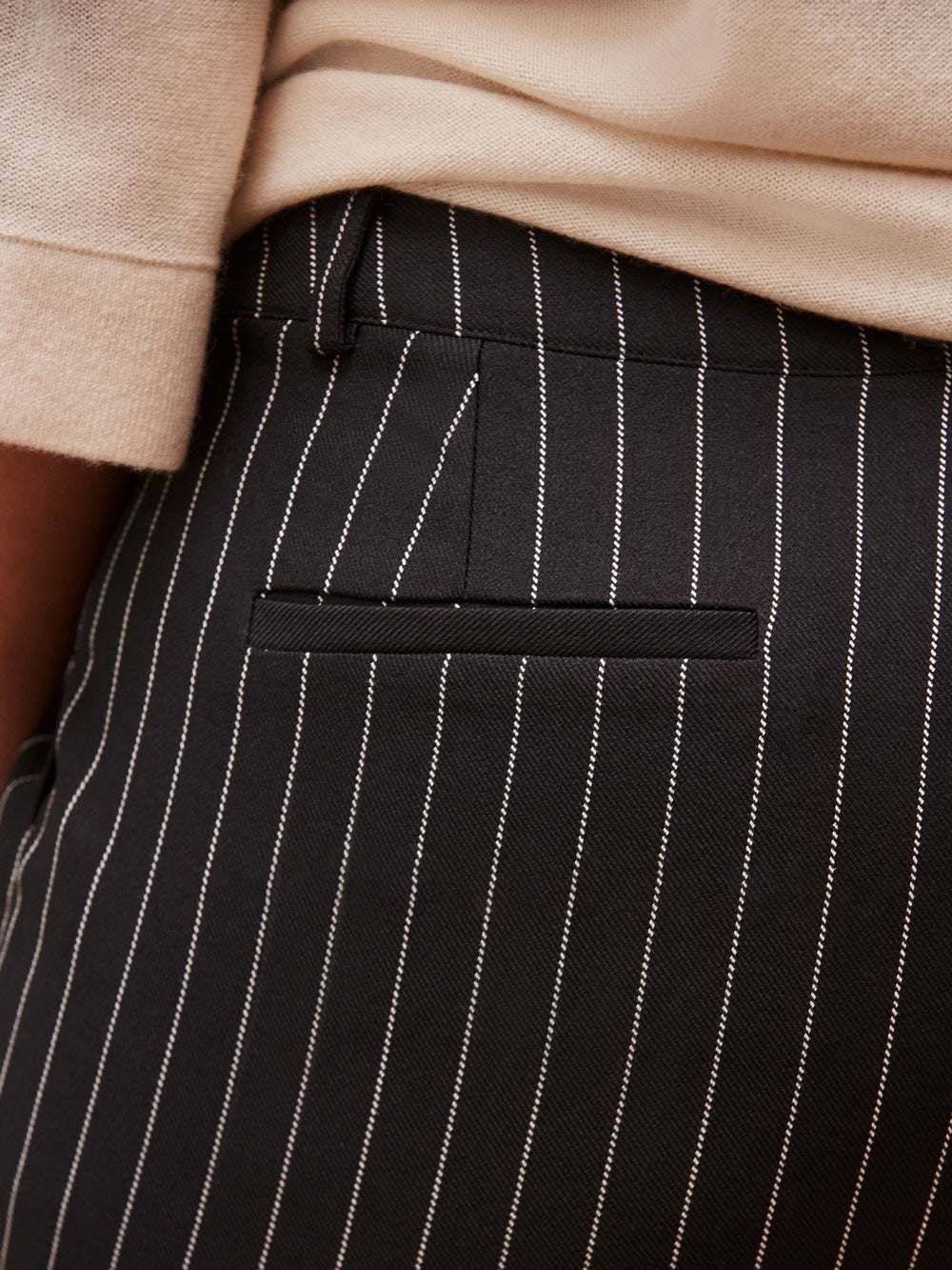 Black Pinstripe Tapered Tailored Trouser