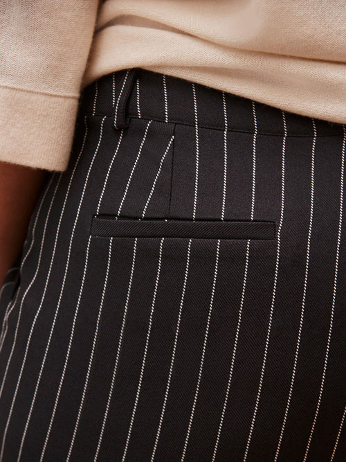 Black Pinstripe Tapered Tailored Trouser