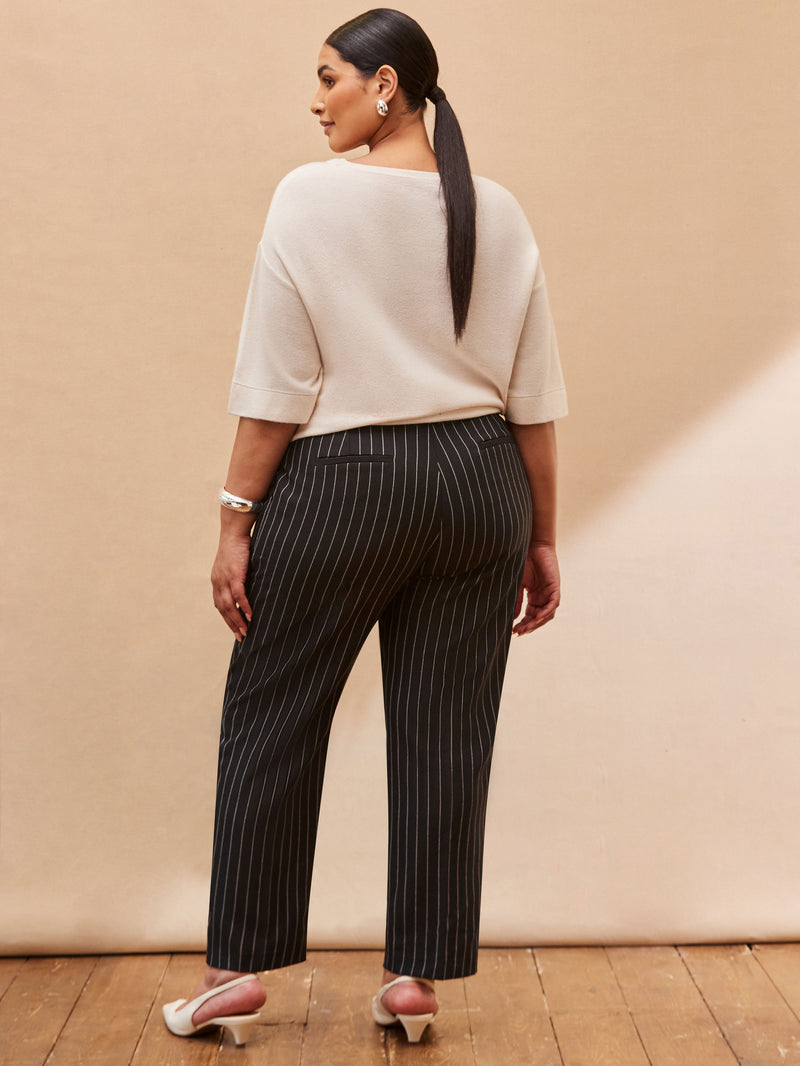 Black Pinstripe Tapered Tailored Trouser