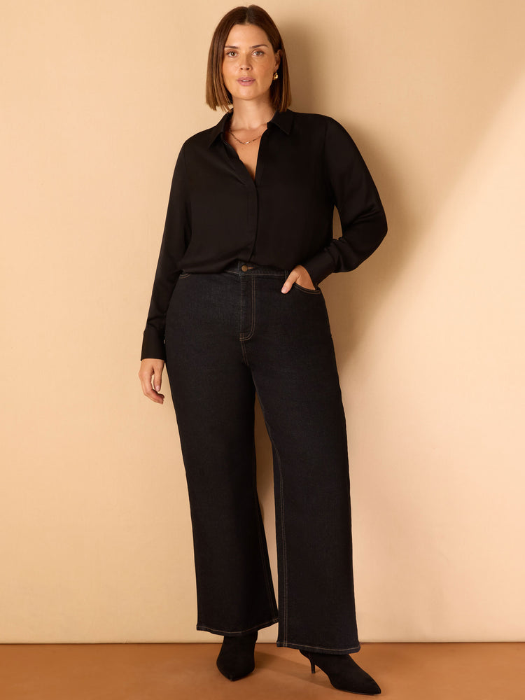 Dark Blue Wide Leg Jeans