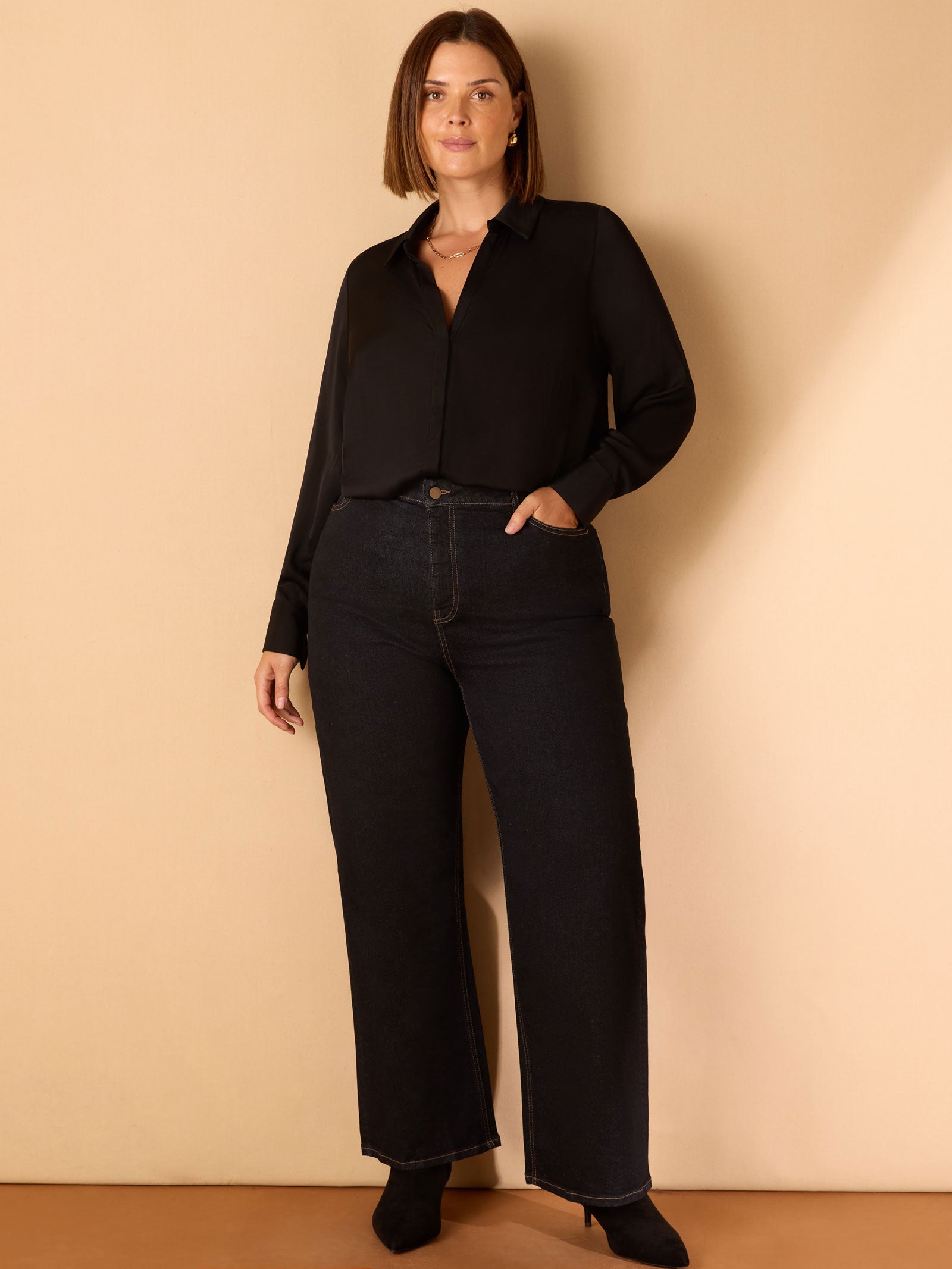 Dark Blue Wide Leg Jeans