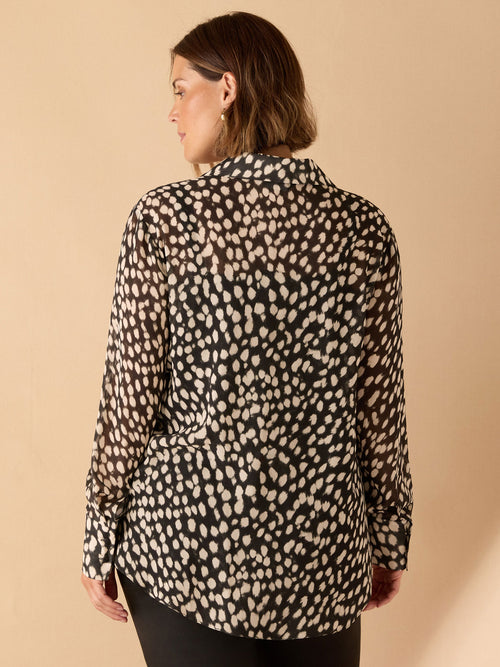 Black Animal Print Patch Pocket Shirt
