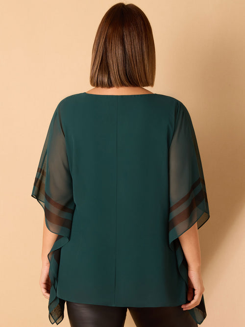 Green Contrast Side Stripe Overlay Top