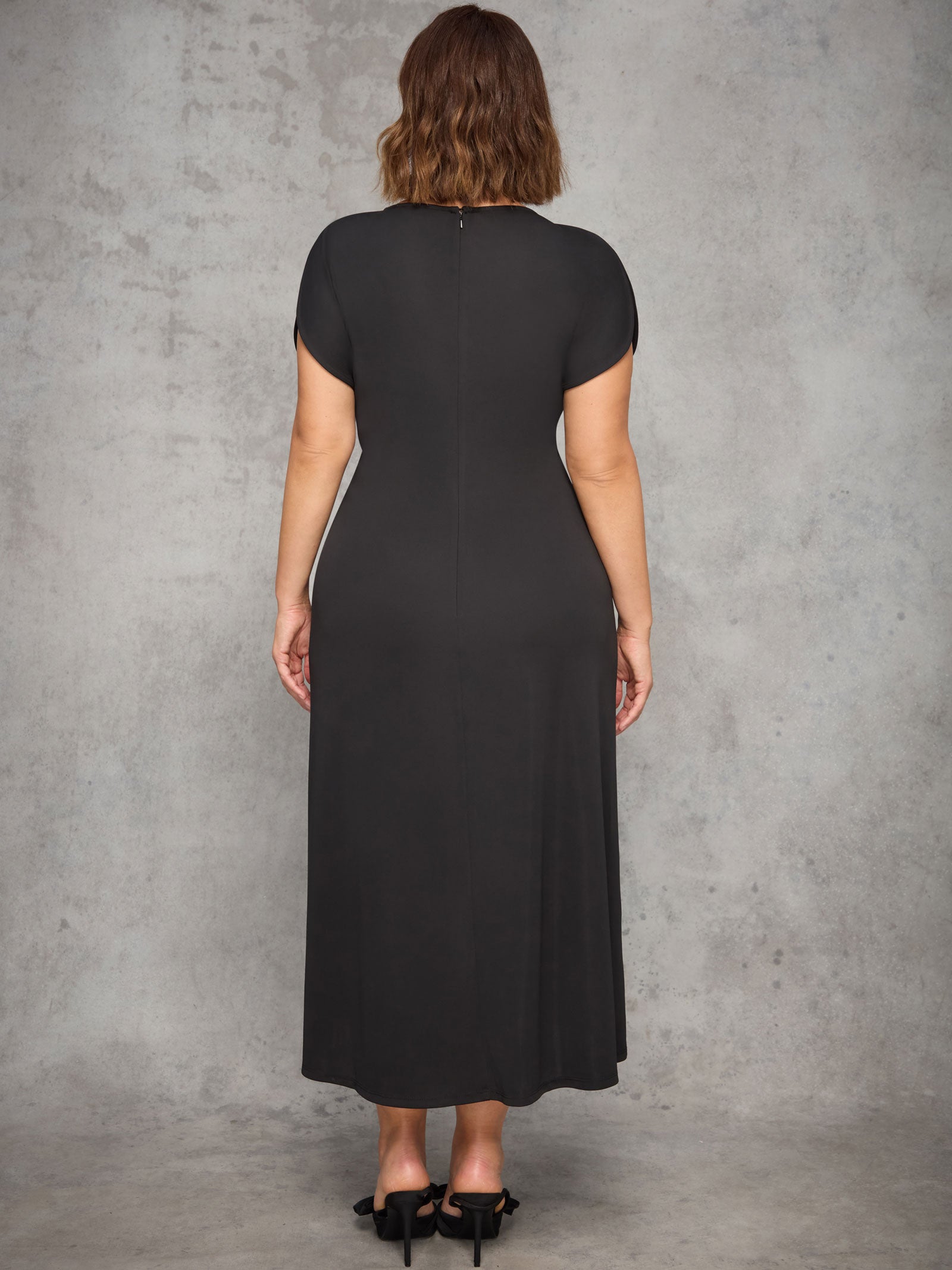 Black Draped Side Maxi Dress