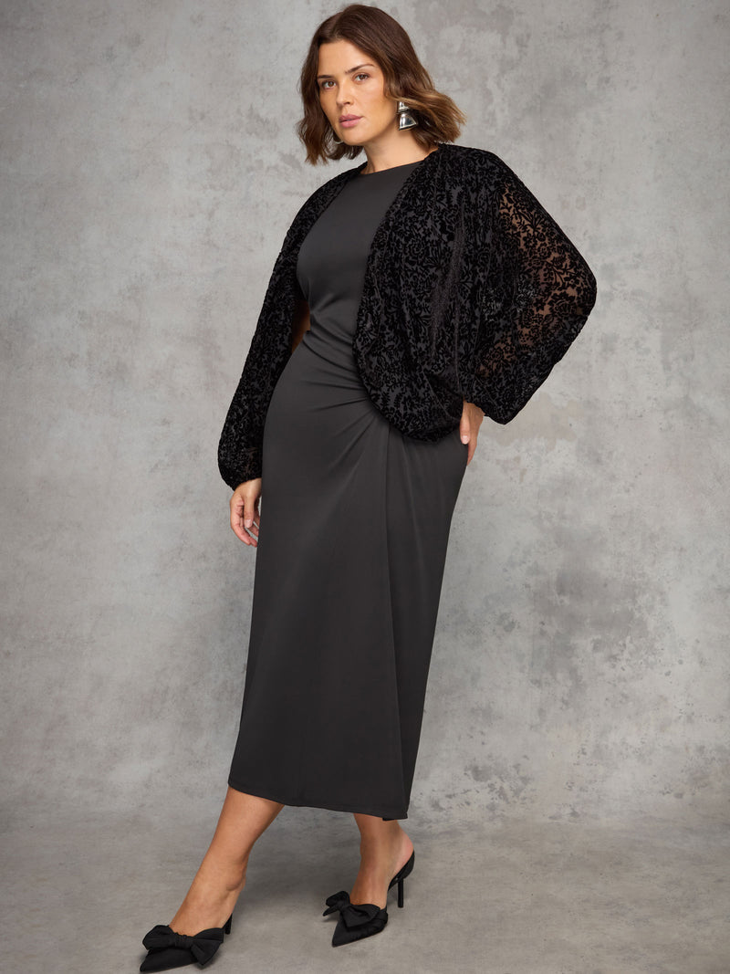 Black Burnout Velvet Kimono Jacket