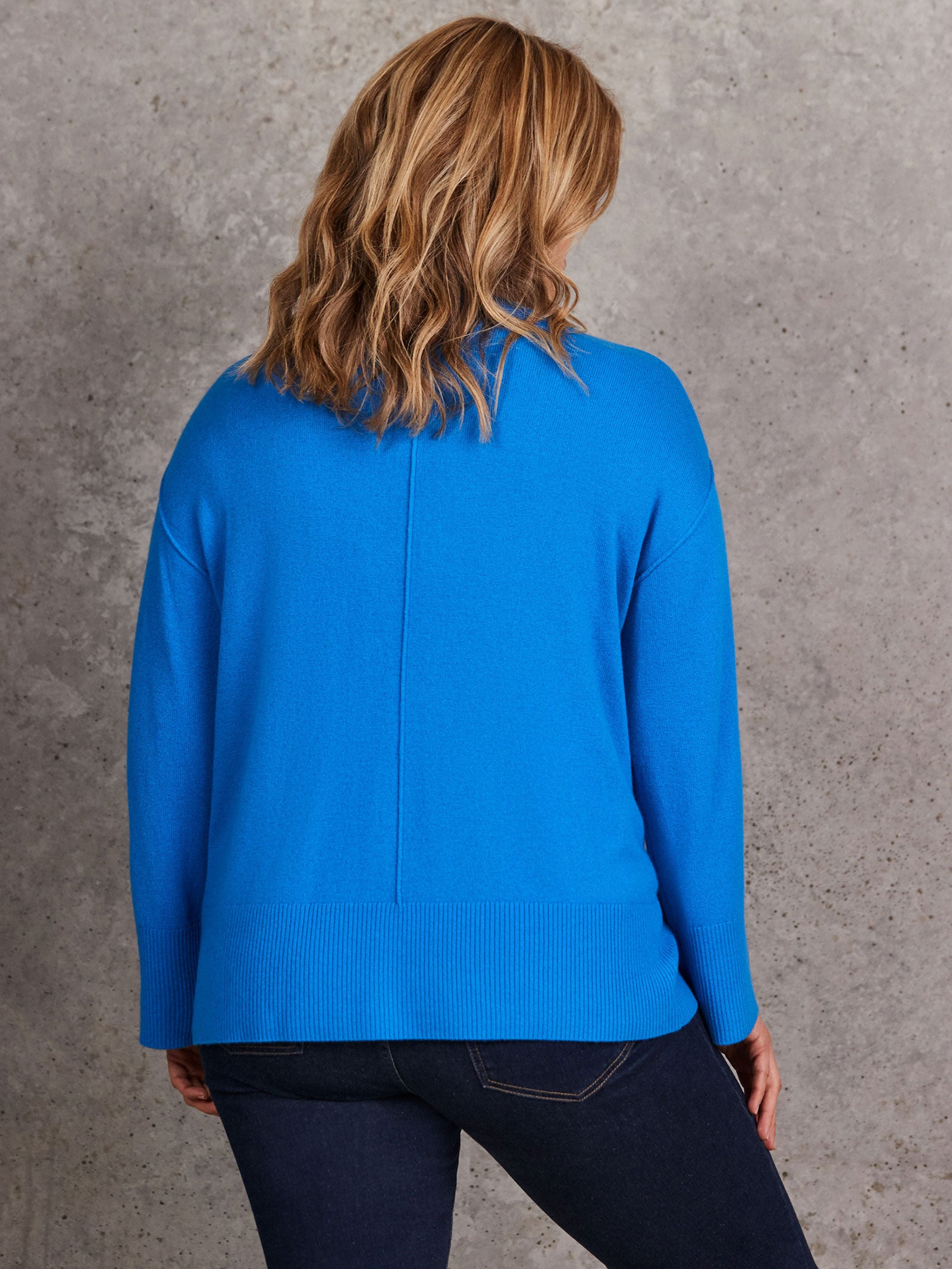 Blue Seam Detail Round Neck Jumper