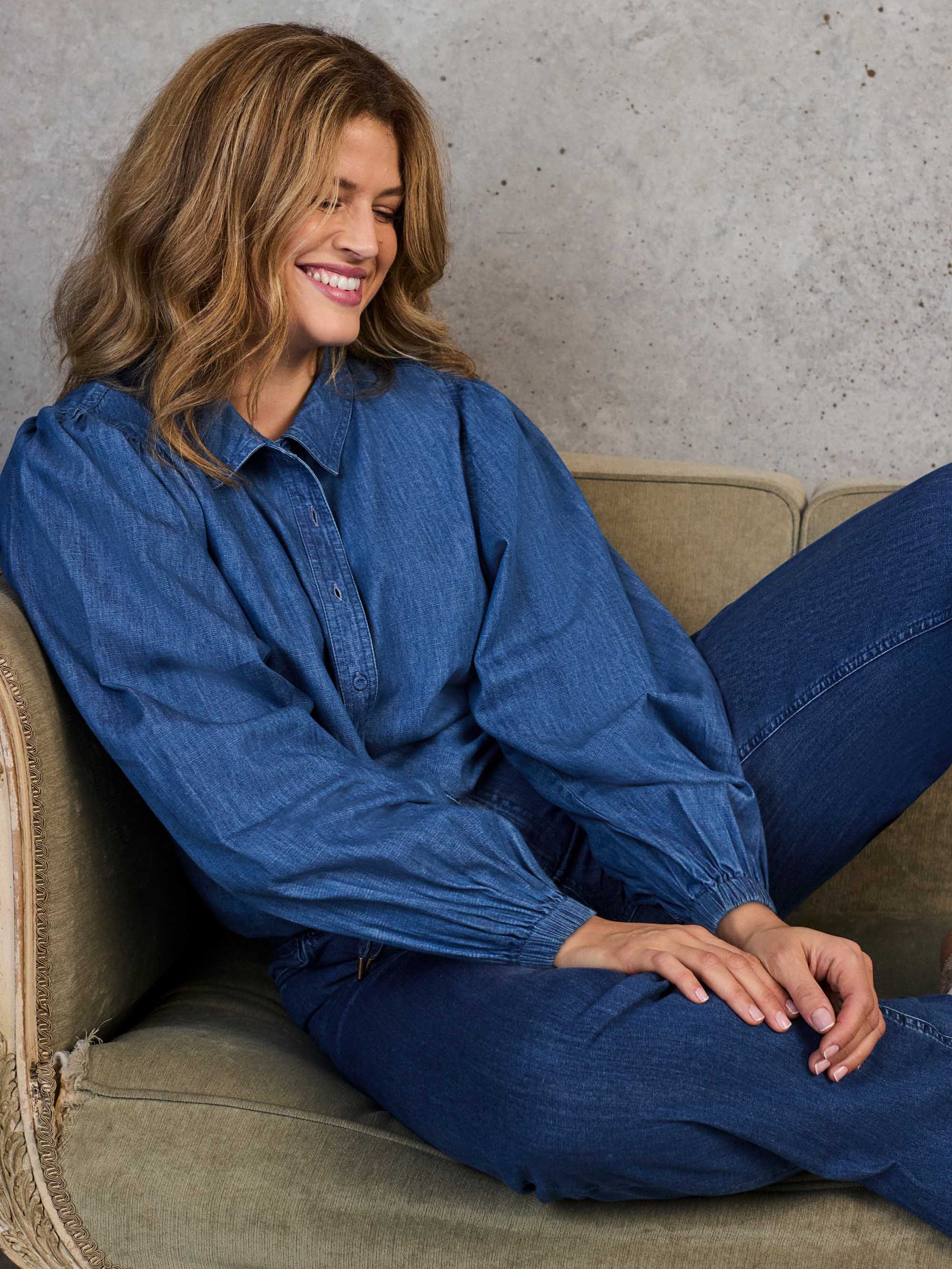 Blue Denim Button Through Shirt