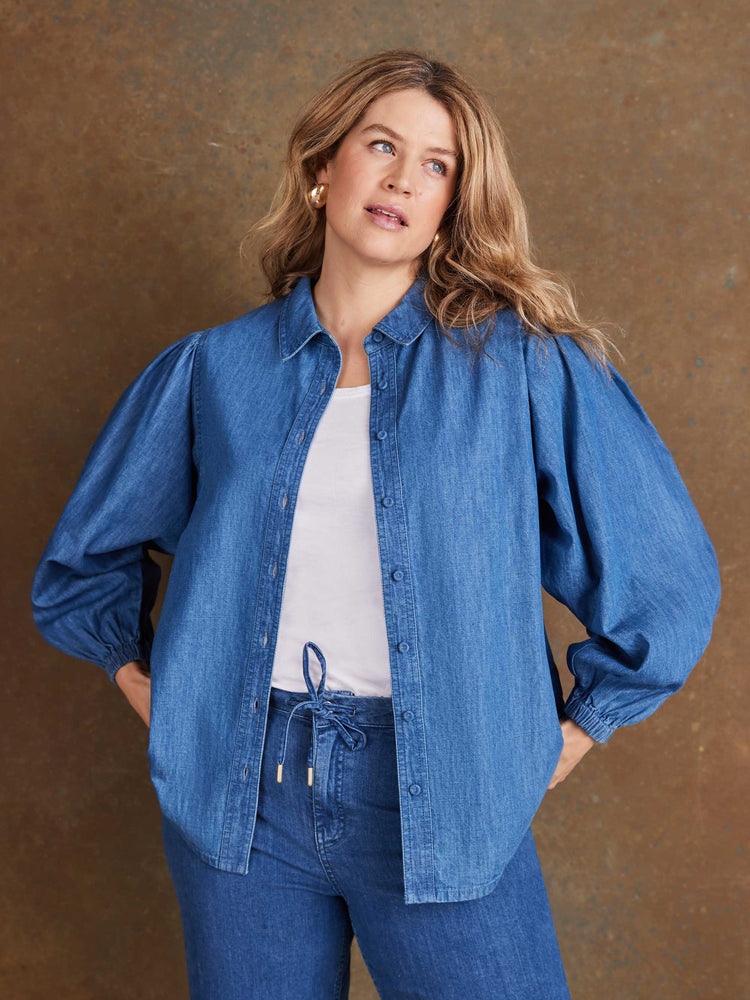 Blue Denim Button Through Shirt