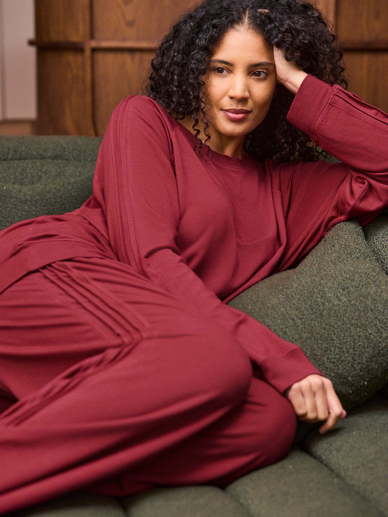 Deep Red Modal Blend Drawstring Trouser