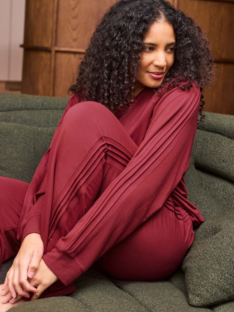 Deep Red Modal Blend Drawstring Trouser