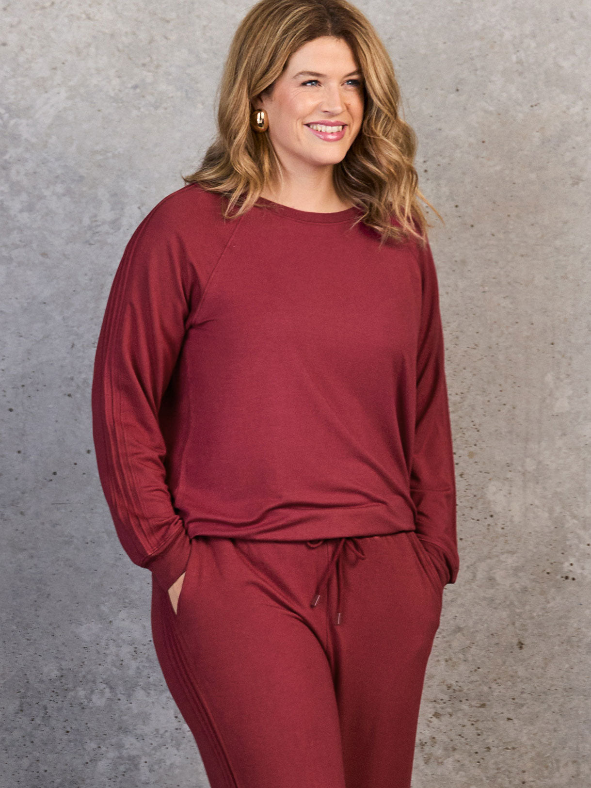 Deep Red Crew Neck Sweatshirt