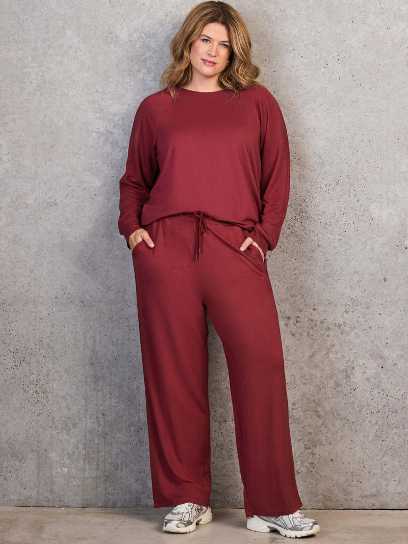 Deep Red Modal Blend Crew Neck Sweatshirt