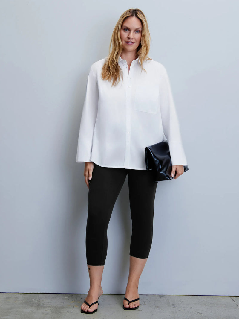 White Poplin Button Detail Shirt