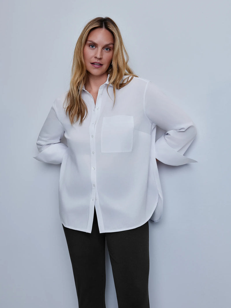 White Poplin Button Detail Shirt