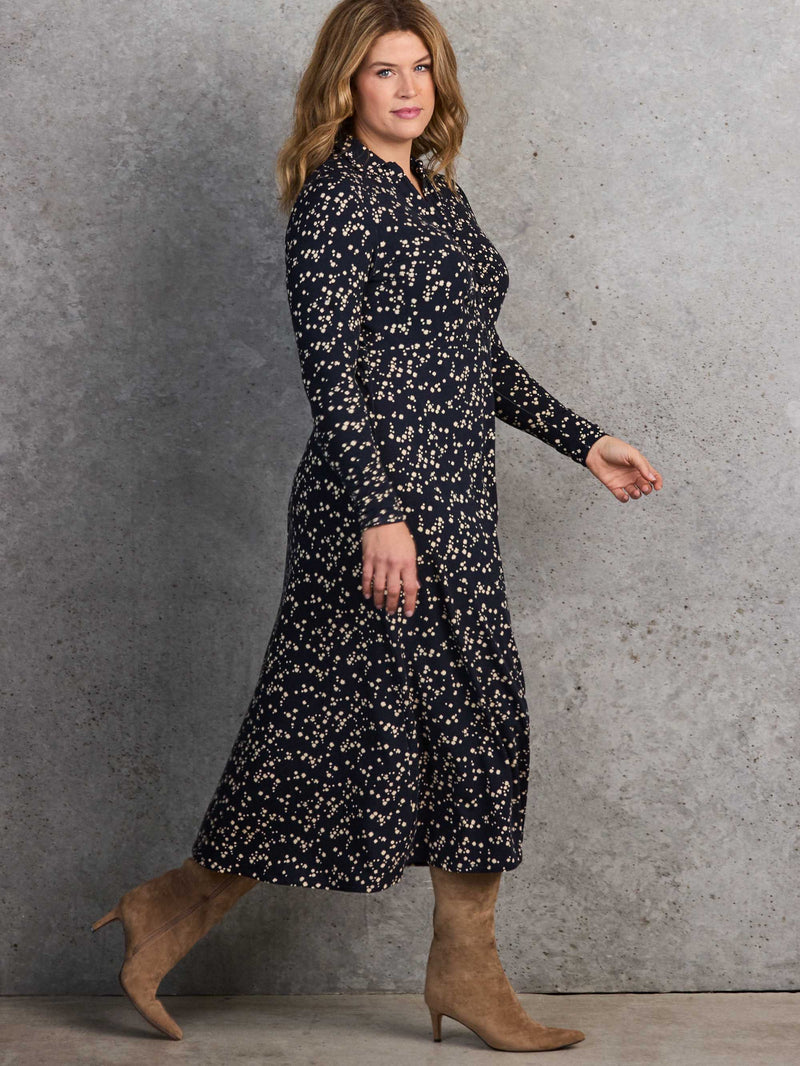Petite Navy Ditsy Print Shirt Dress