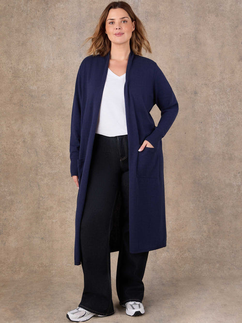 Navy Longline Knitted Cardigan