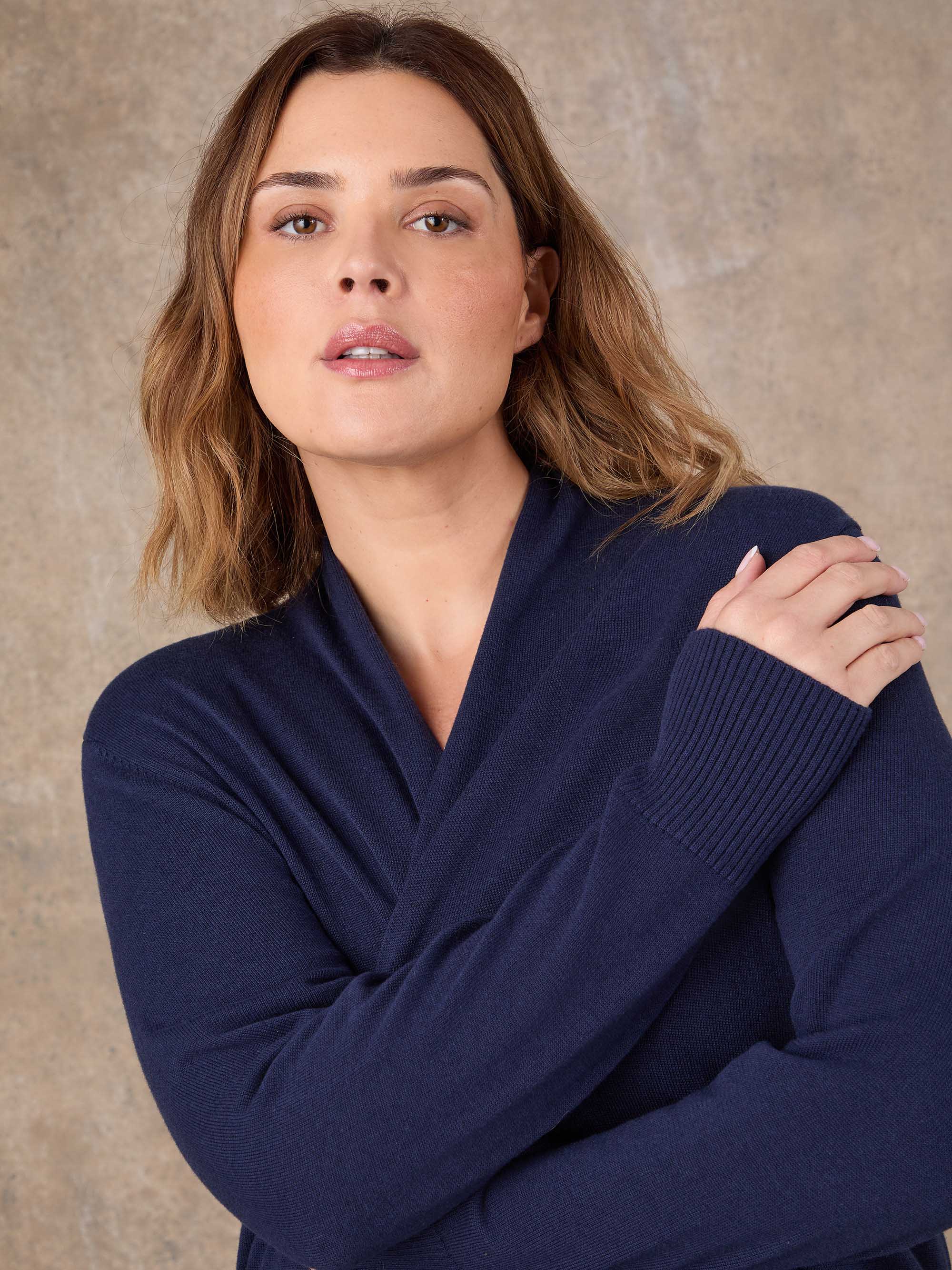 Navy Longline Knitted Cardigan