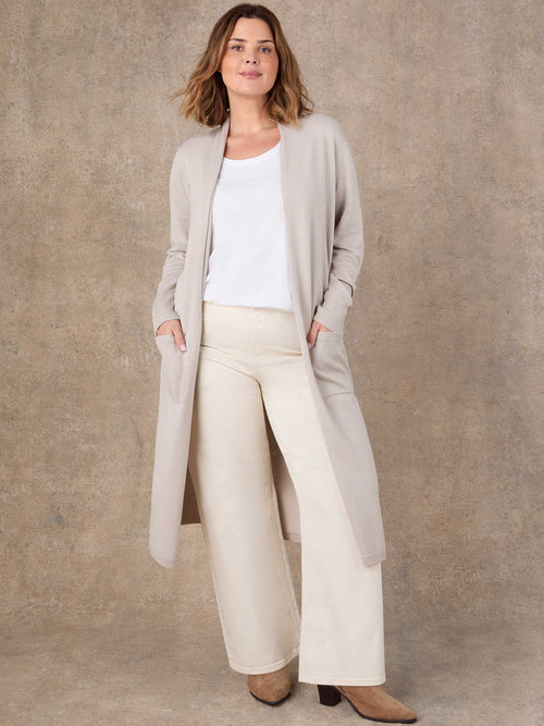 Oatmeal Longline Knitted Cardigan