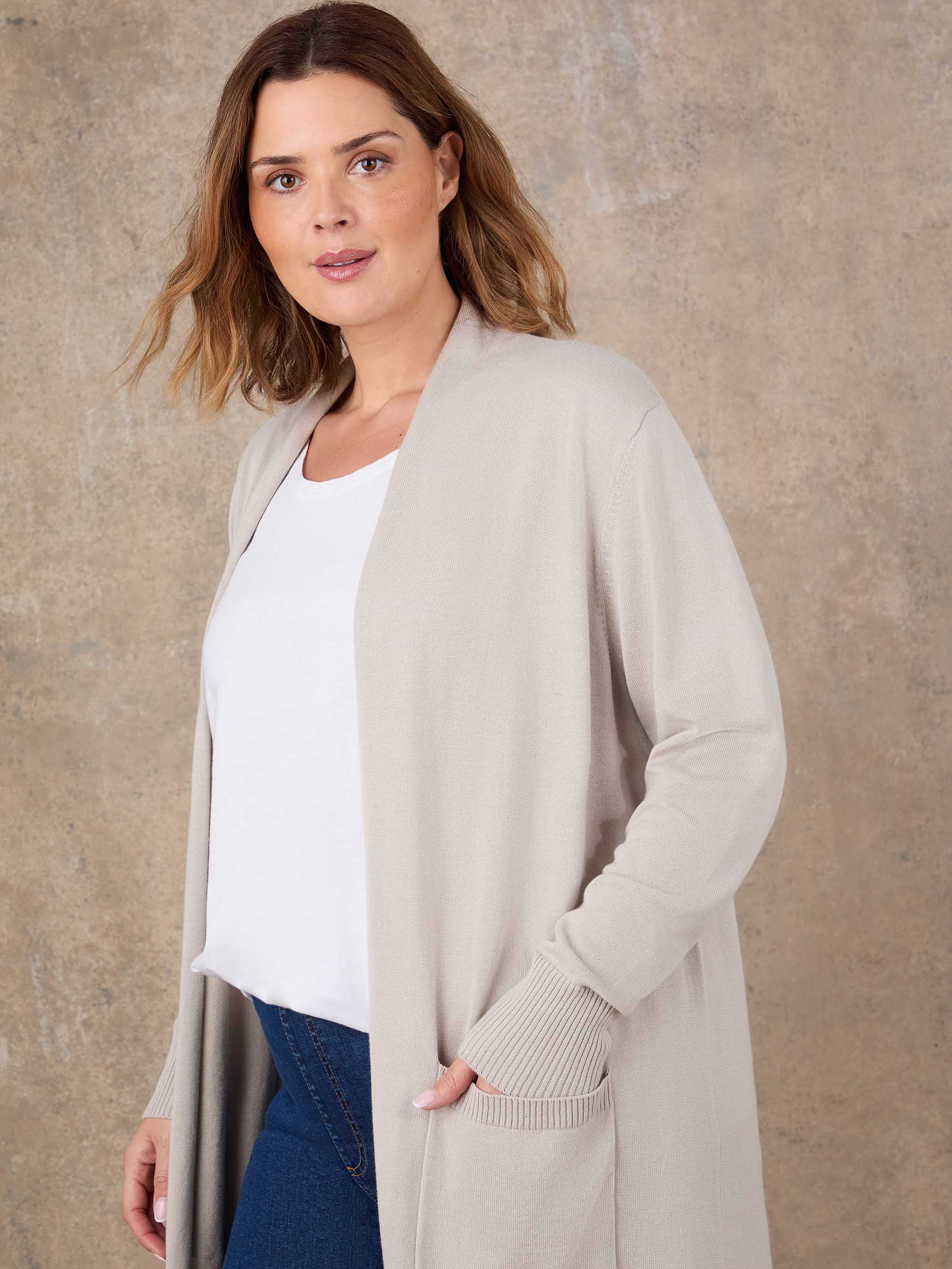 Oatmeal Longline Knitted Cardigan