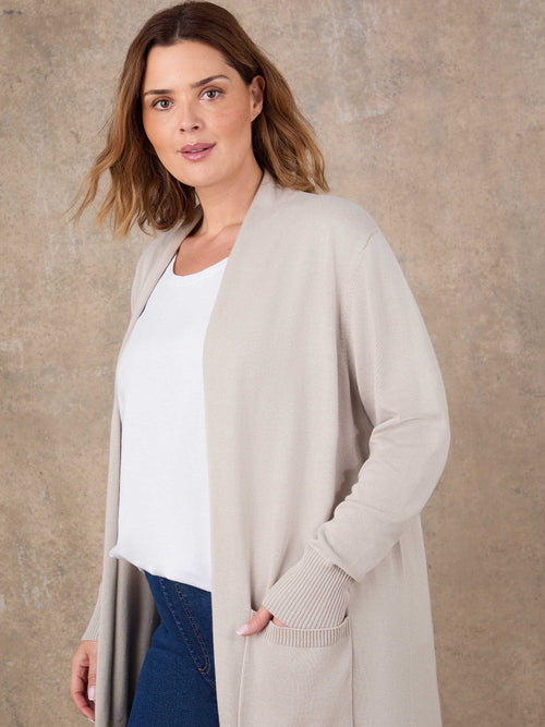 Oatmeal Longline Knitted Cardigan