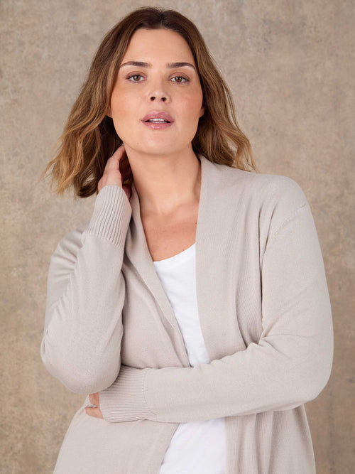 Oatmeal Longline Knitted Cardigan