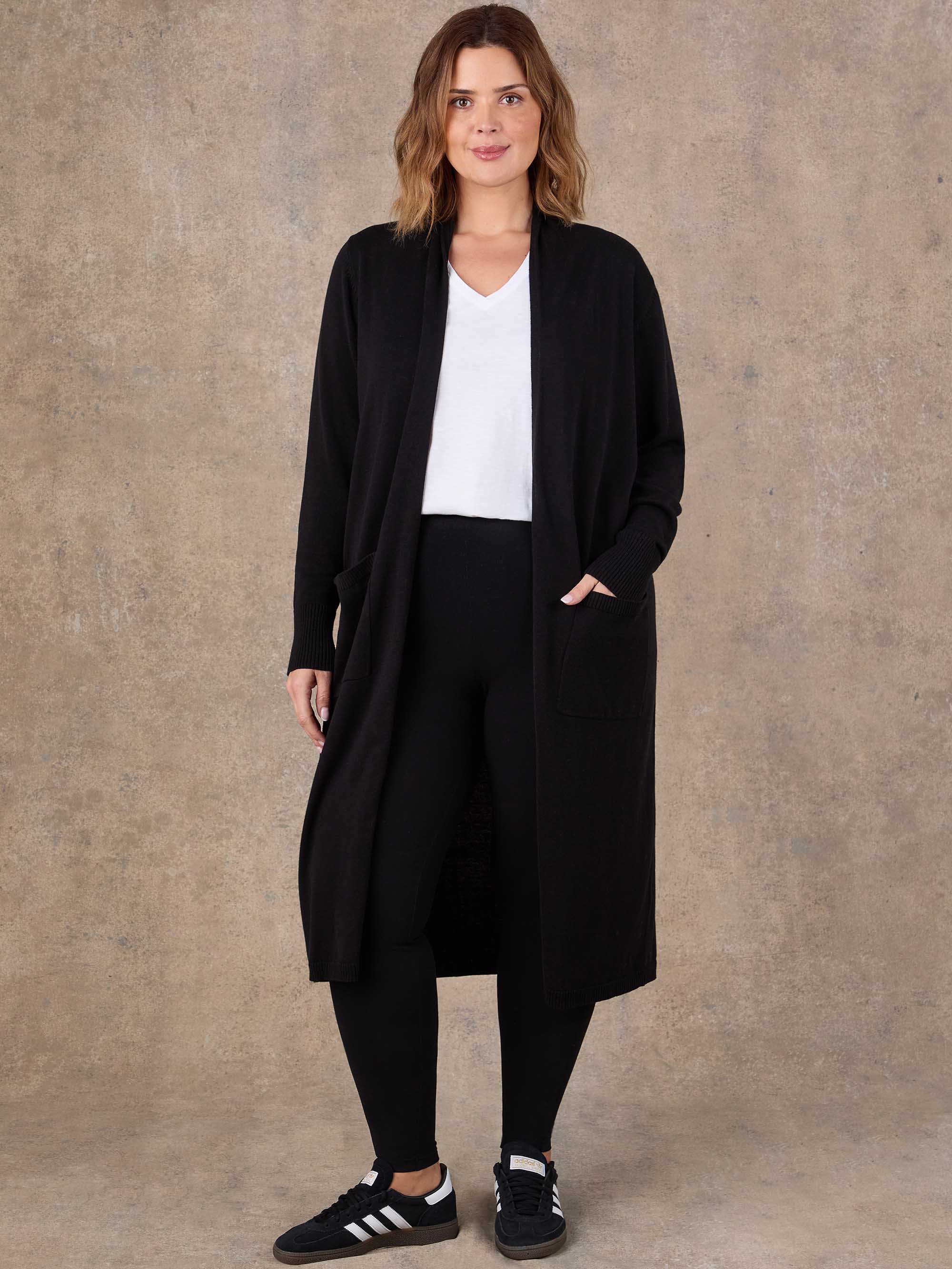 Black Longline Knitted Cardigan