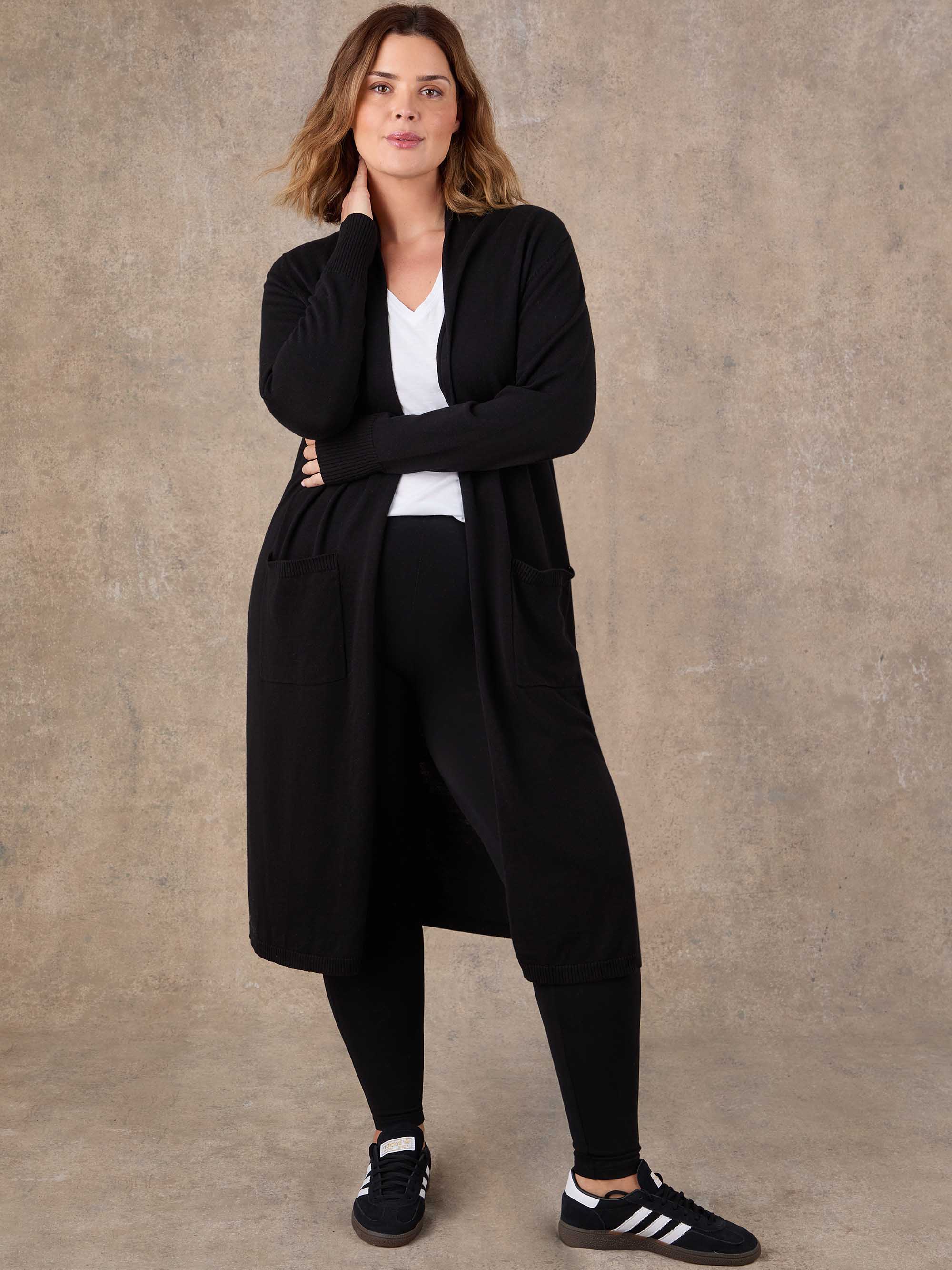 Black Longline Knitted Cardigan