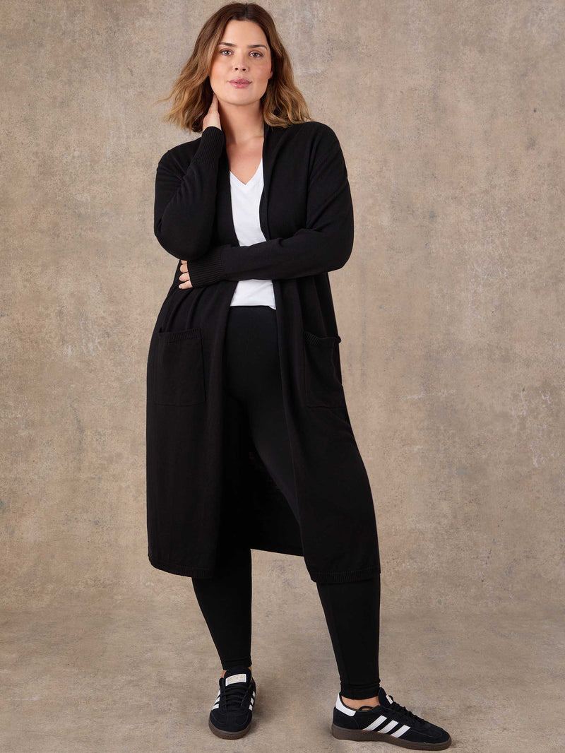 Black Longline Knitted Cardigan