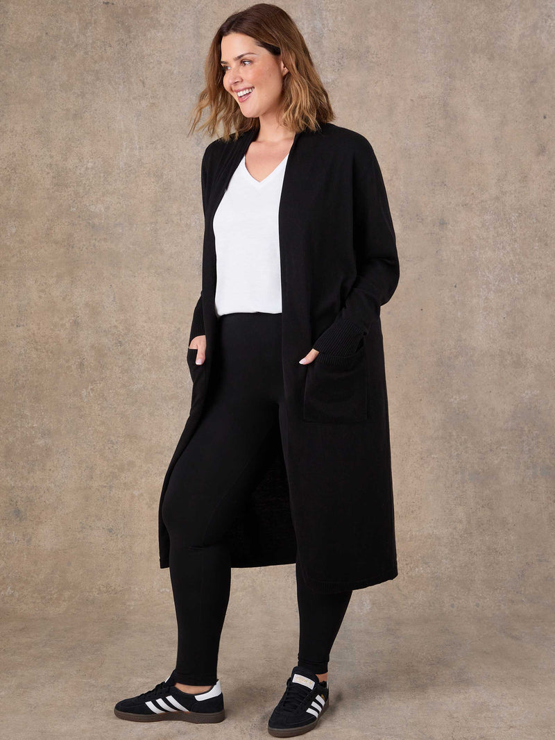 Black Longline Knitted Cardigan