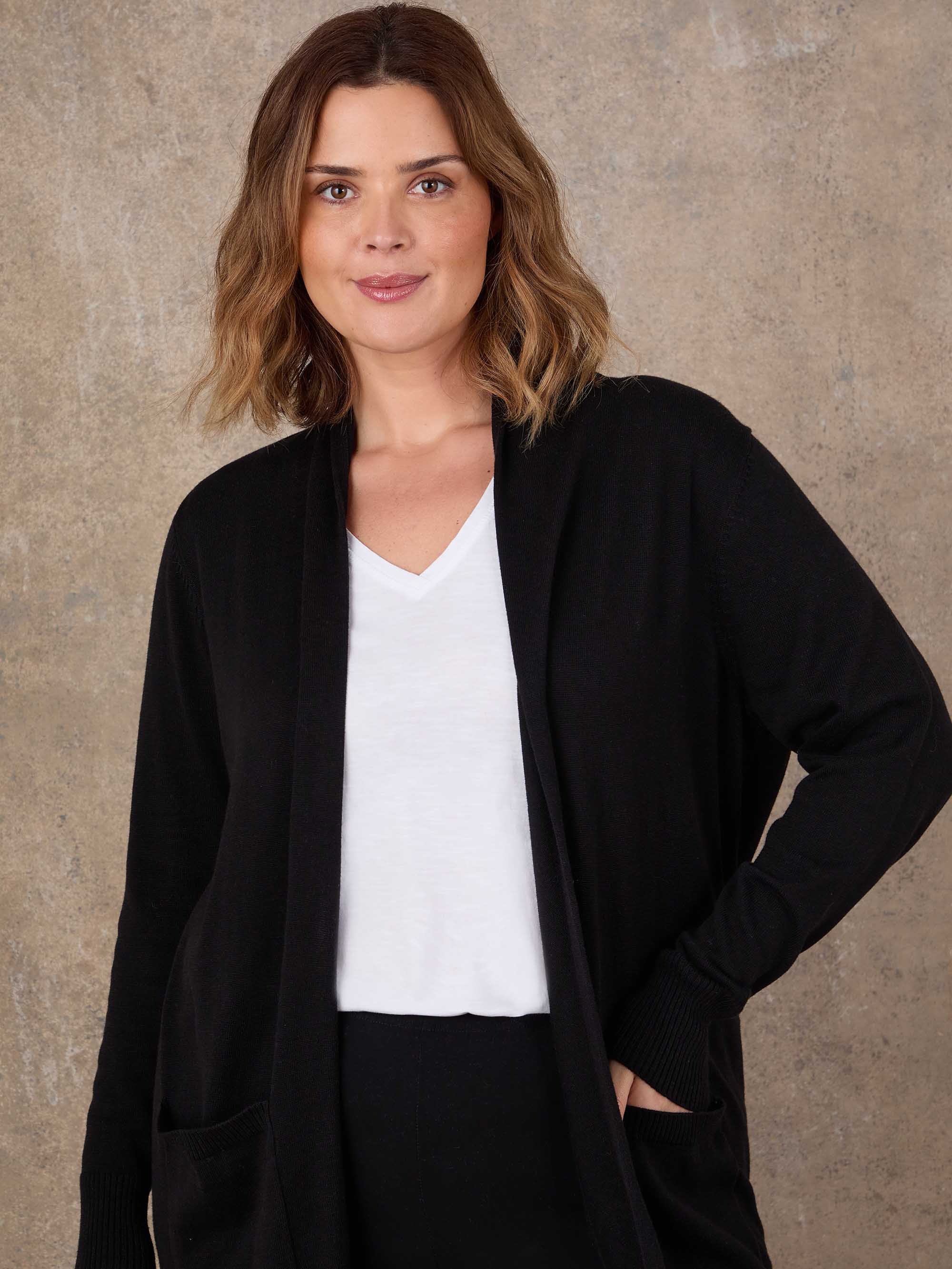 Black Longline Knitted Cardigan