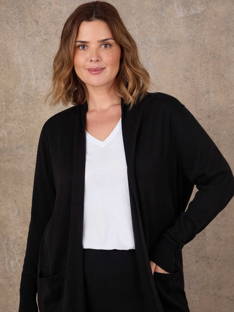 Black Longline Knitted Cardigan