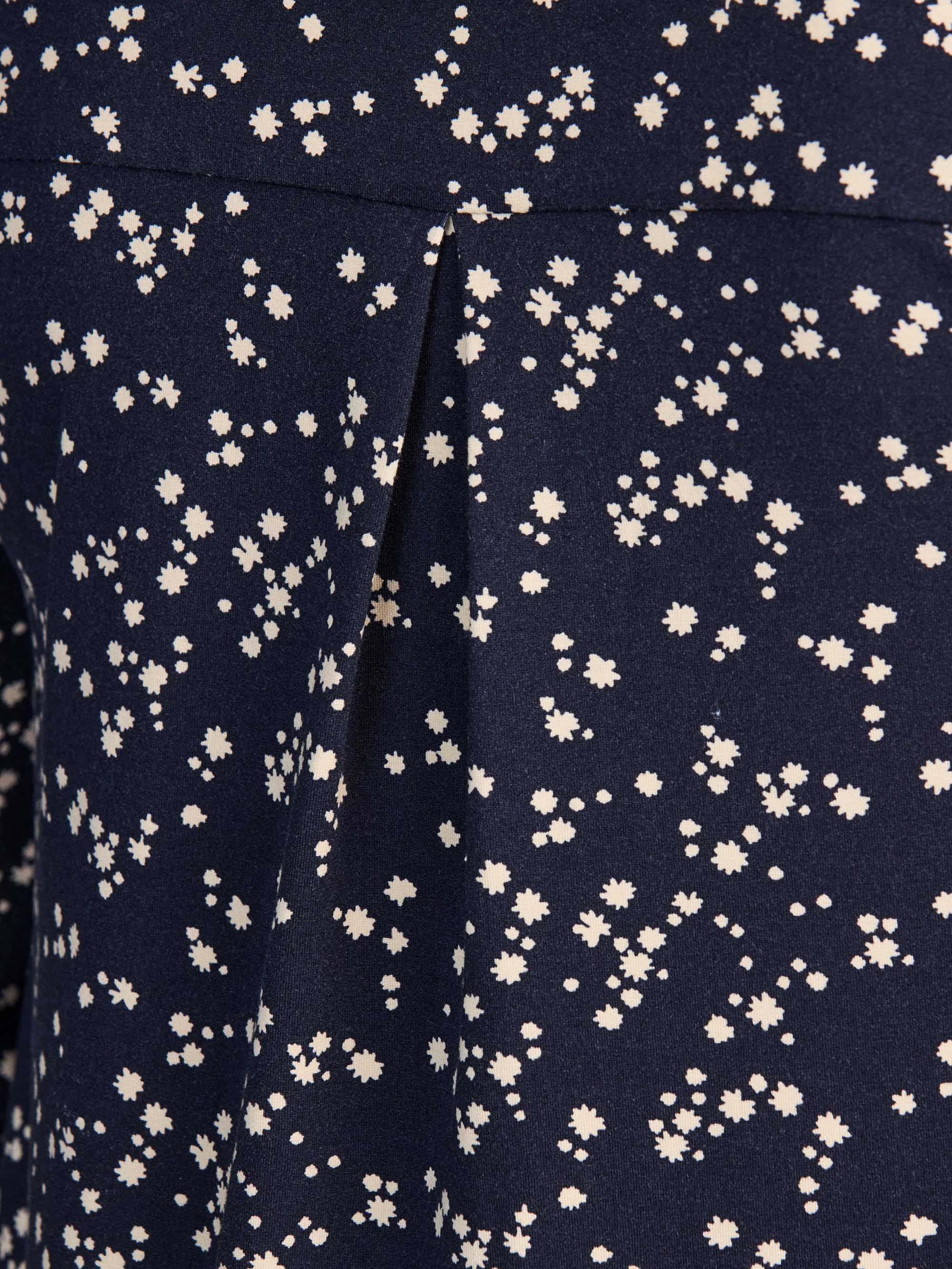 Navy Ditsy Print Nehru Collar Tunic