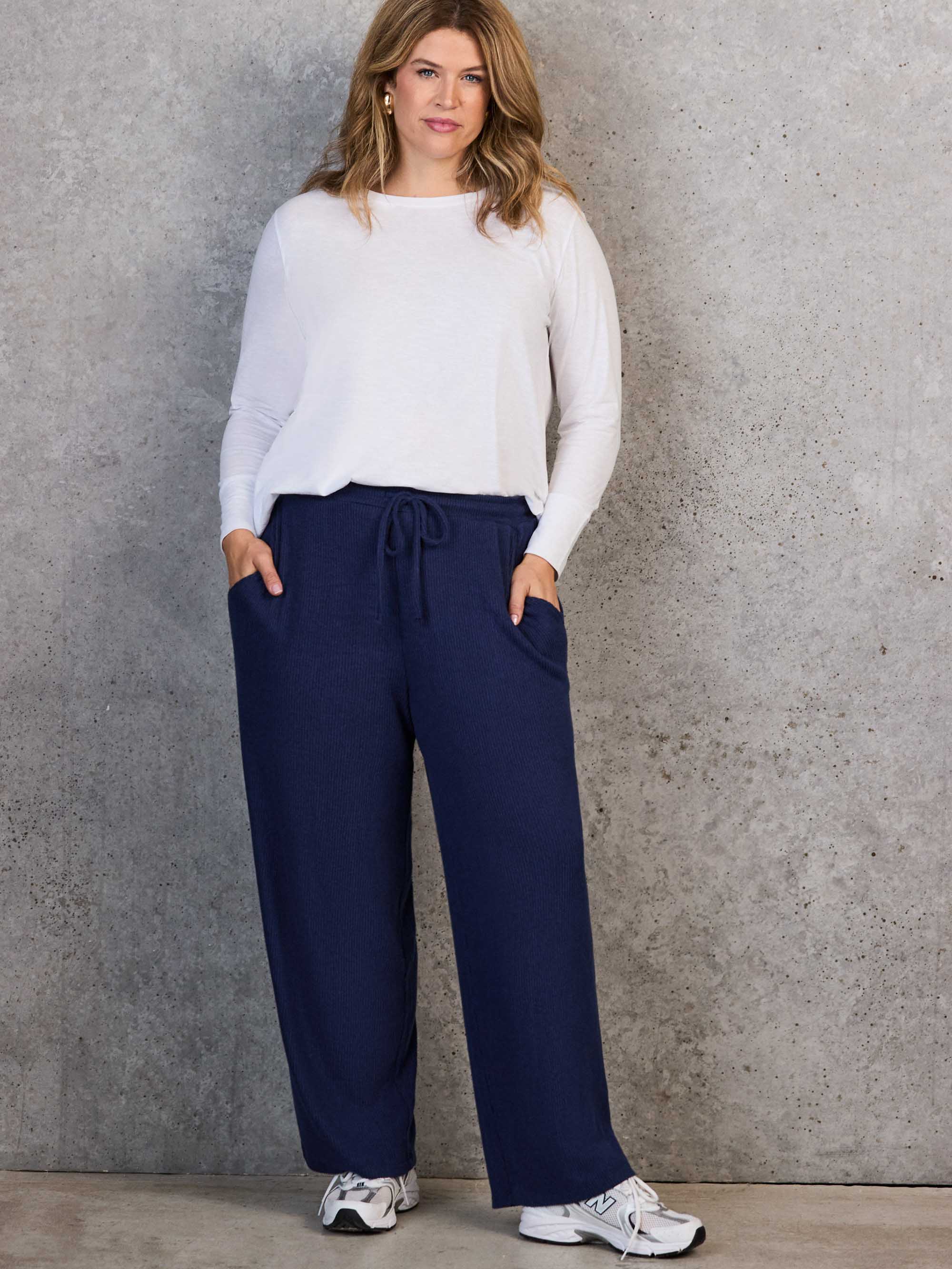 Navy Ribbed Supersoft Joggers