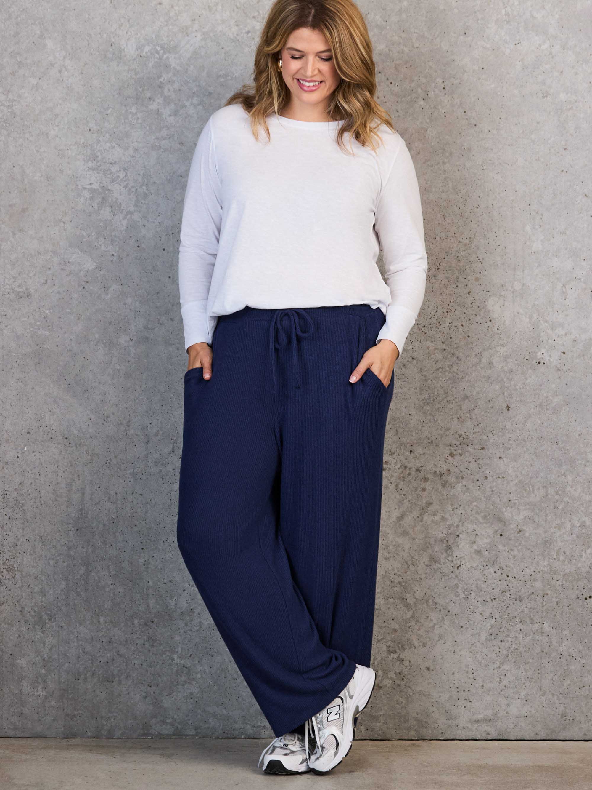 Navy Ribbed Supersoft Joggers