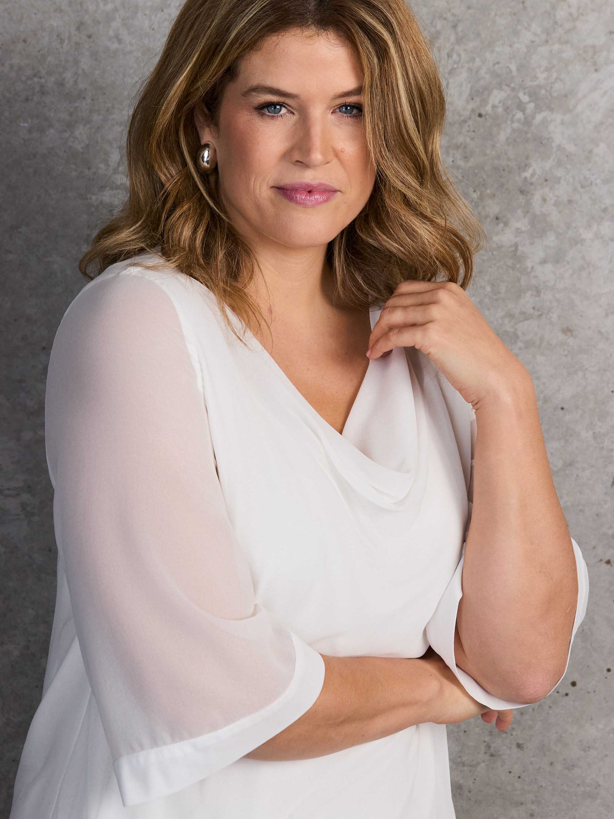 Ivory Cowl Neck Overlay