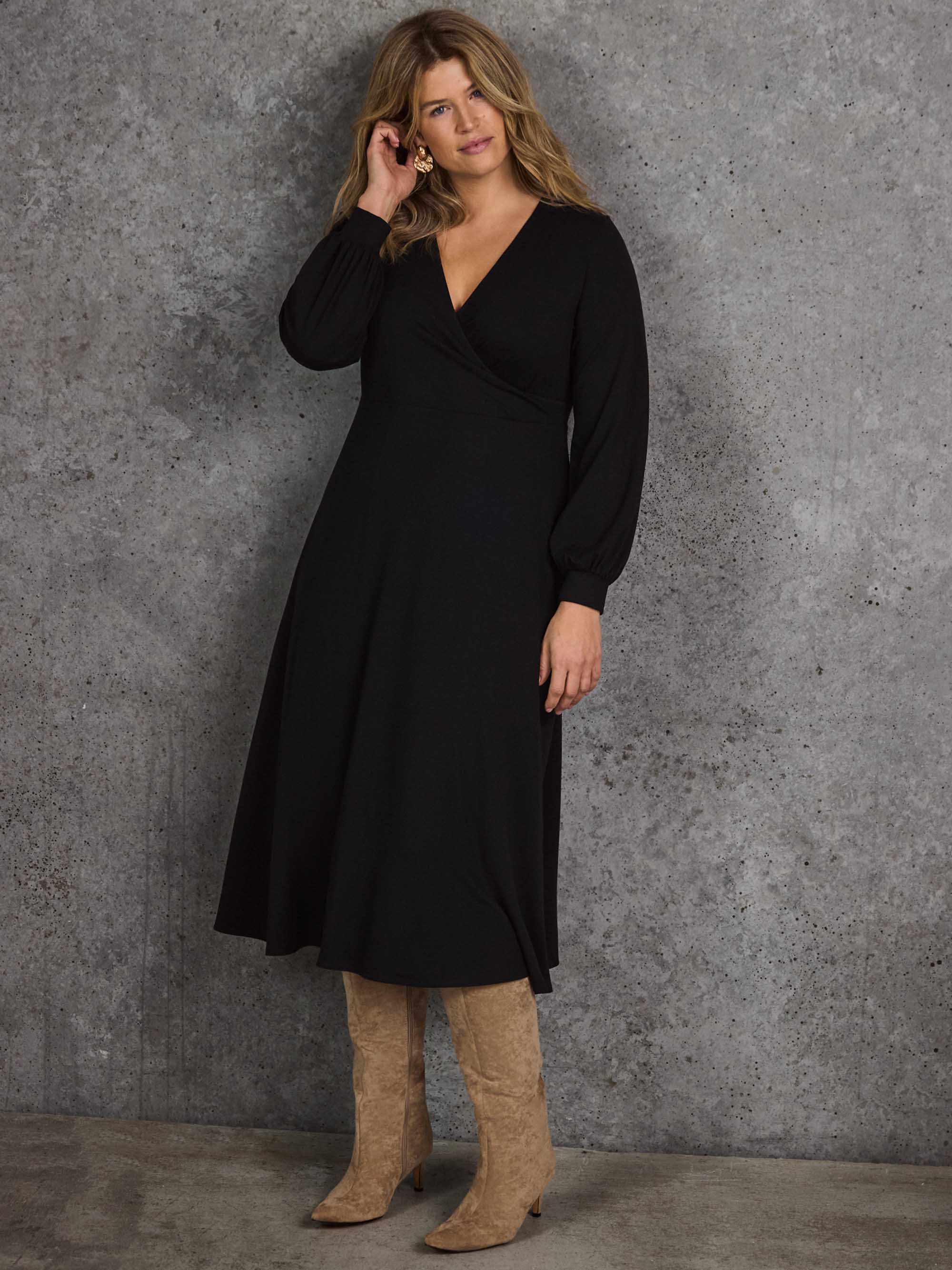 Petite Black Jersey Wrap Dress