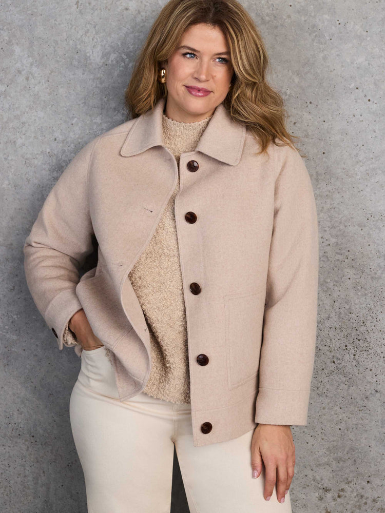 Oatmeal Short Double Faced Jacket