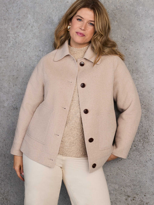 Oatmeal Short Double Faced Jacket