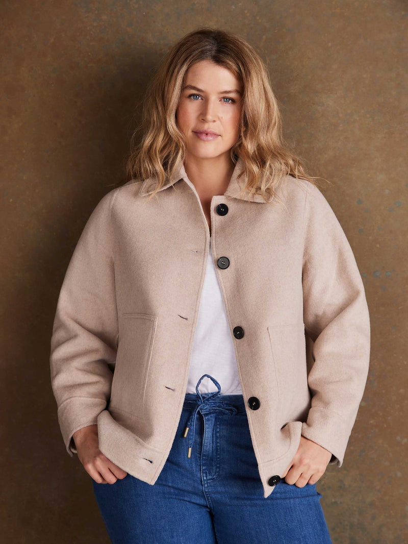 Oatmeal Short Double Faced Jacket