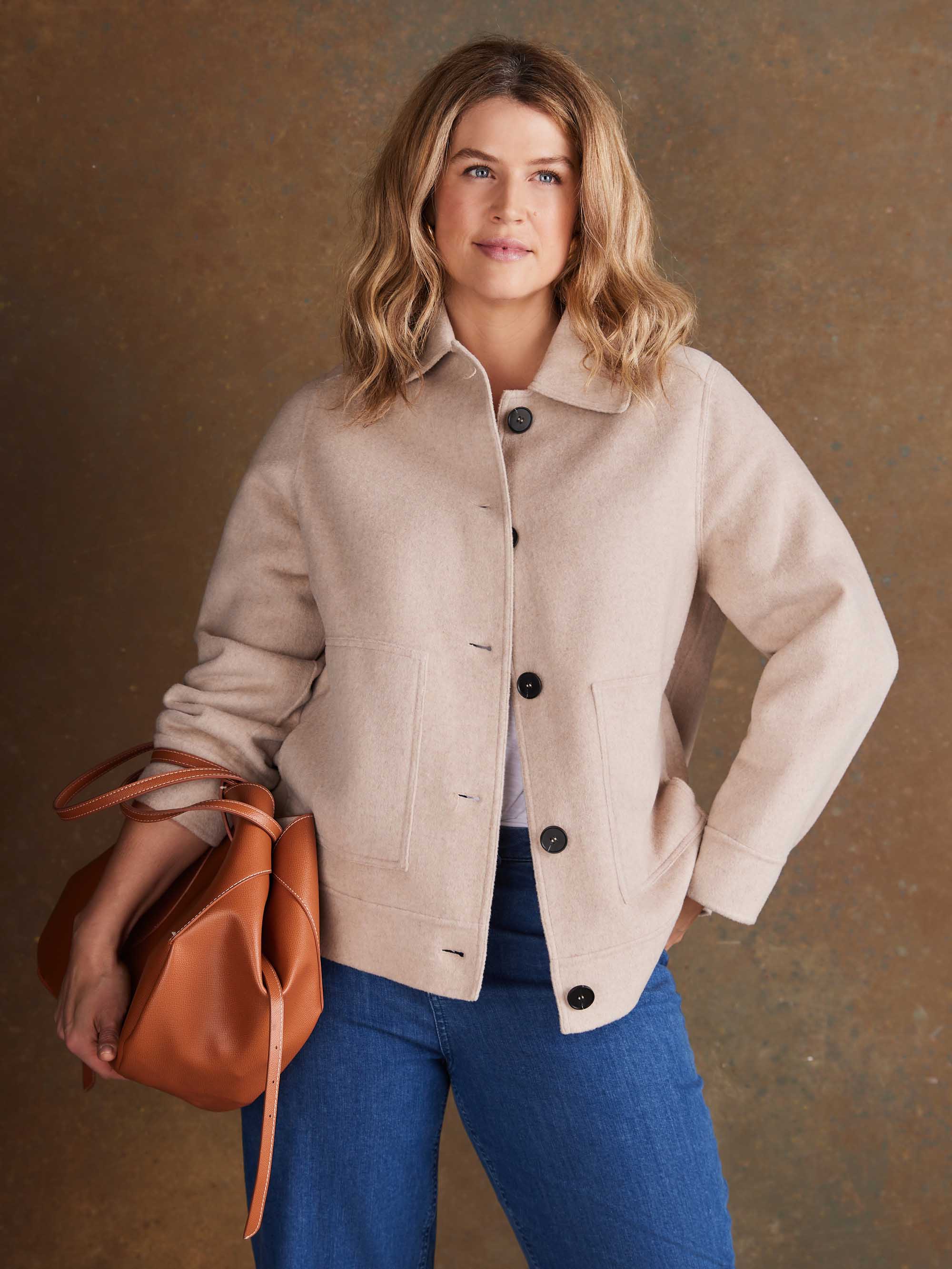 Oatmeal Short Double Faced Jacket