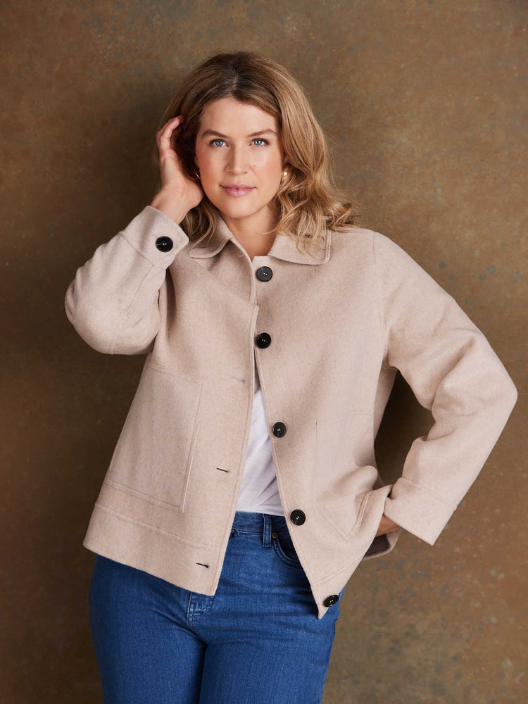 Oatmeal Short Double Faced Jacket