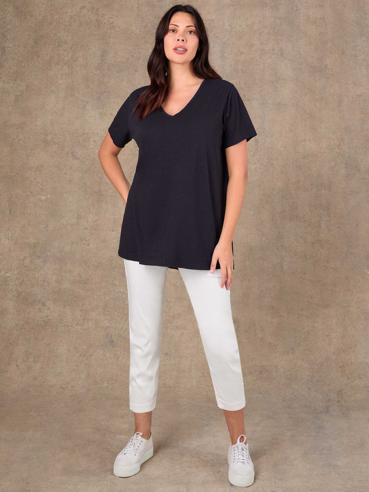 Ivory cropped jeggings full length view