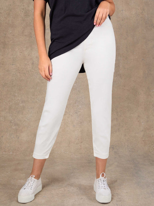 Ivory cropped jeggings fitted leg detail