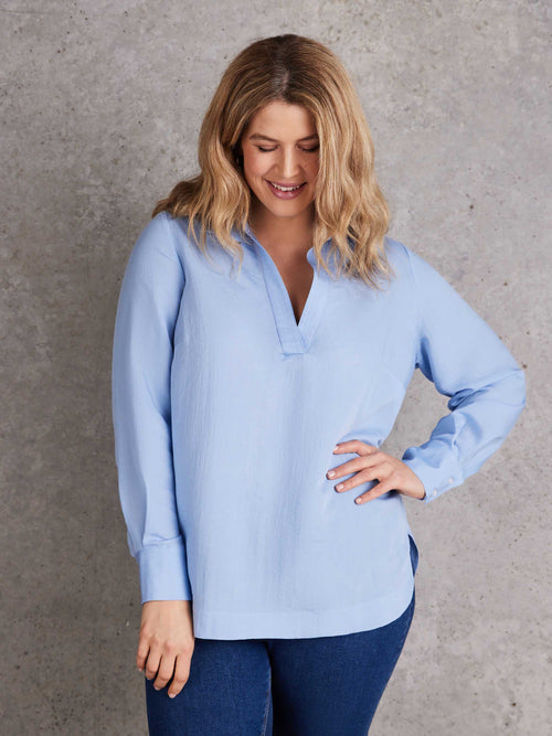 Dusty Blue Long Sleeve Collared Shirt