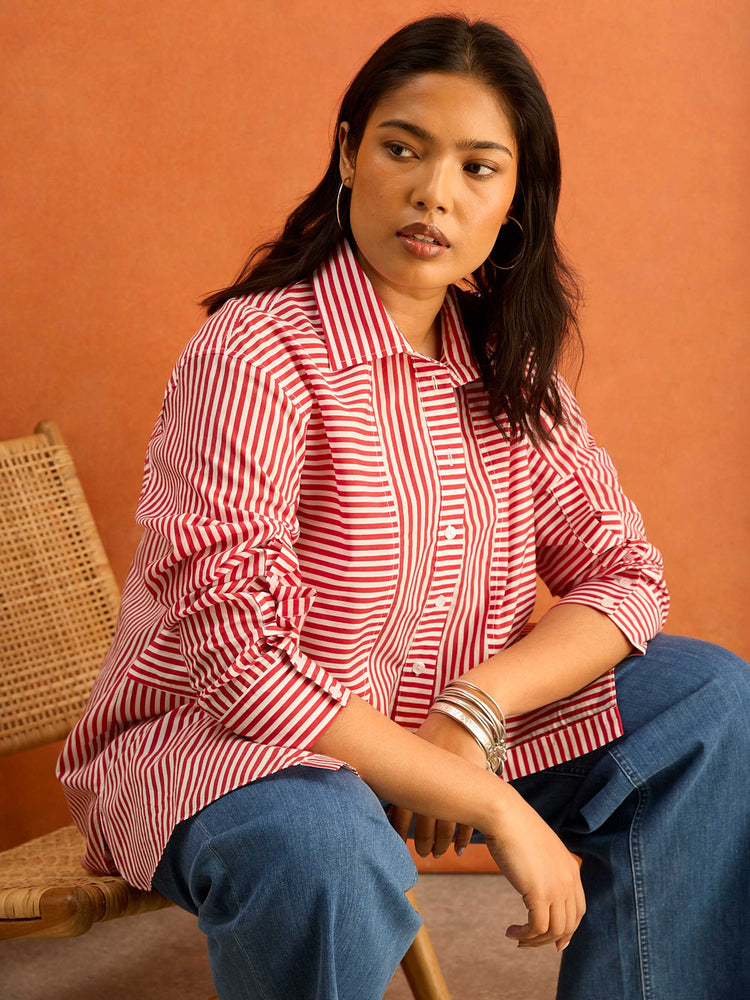 Red Striped Shirt Tencel Blend