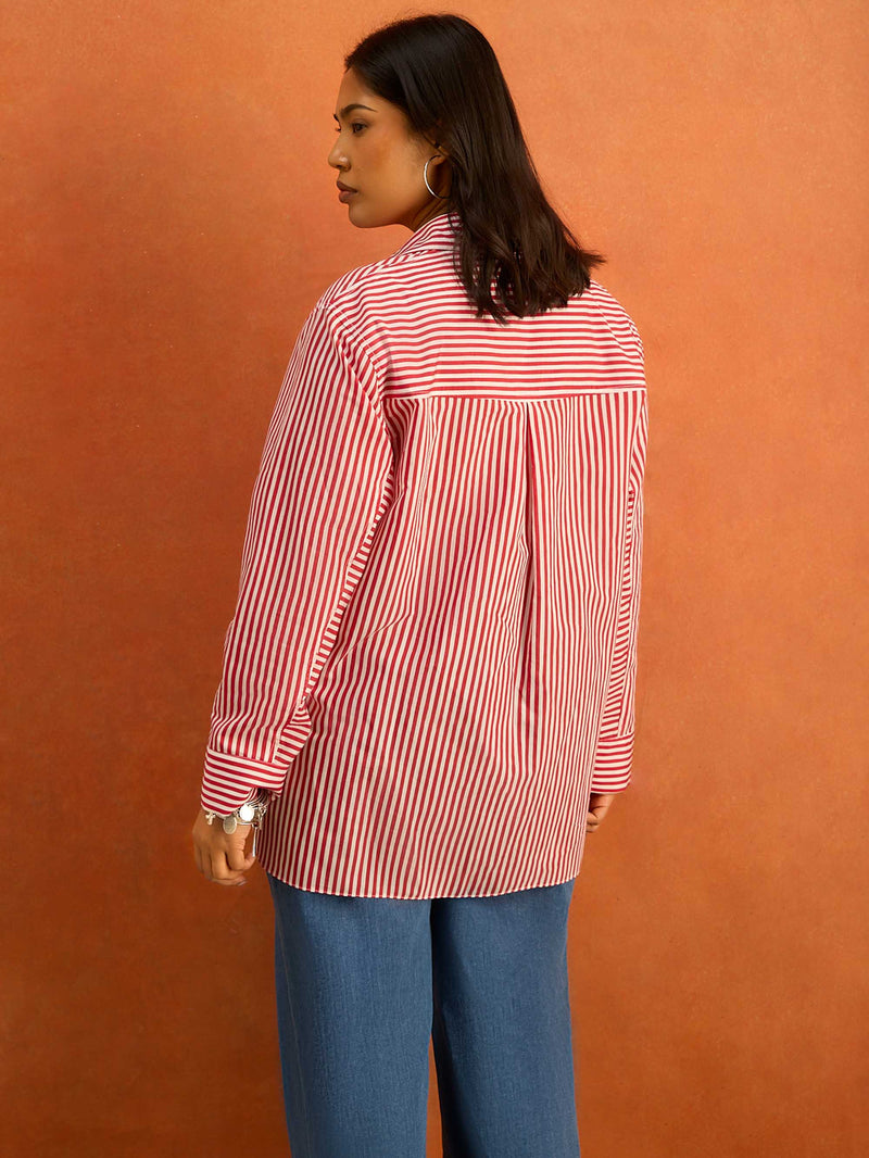Red Striped Shirt Tencel Blend