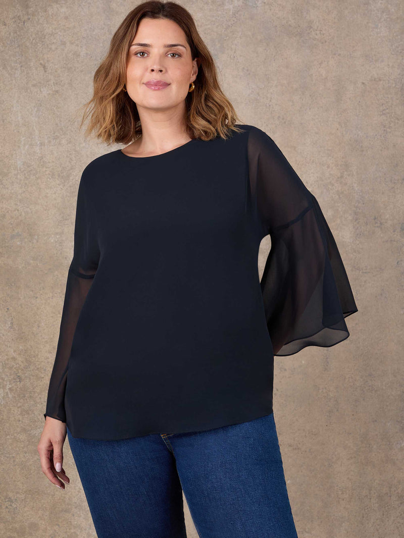 Black Angel Sleeve Overlay Top