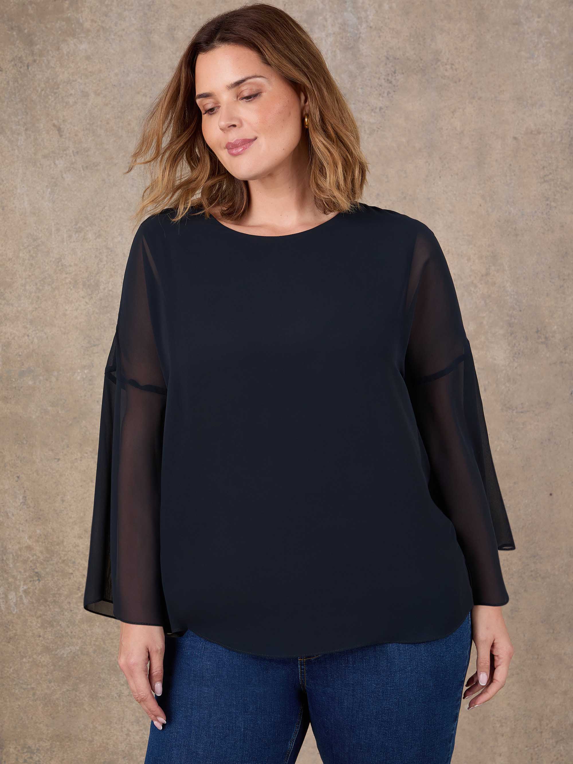 Black Angel Sleeve Overlay Top