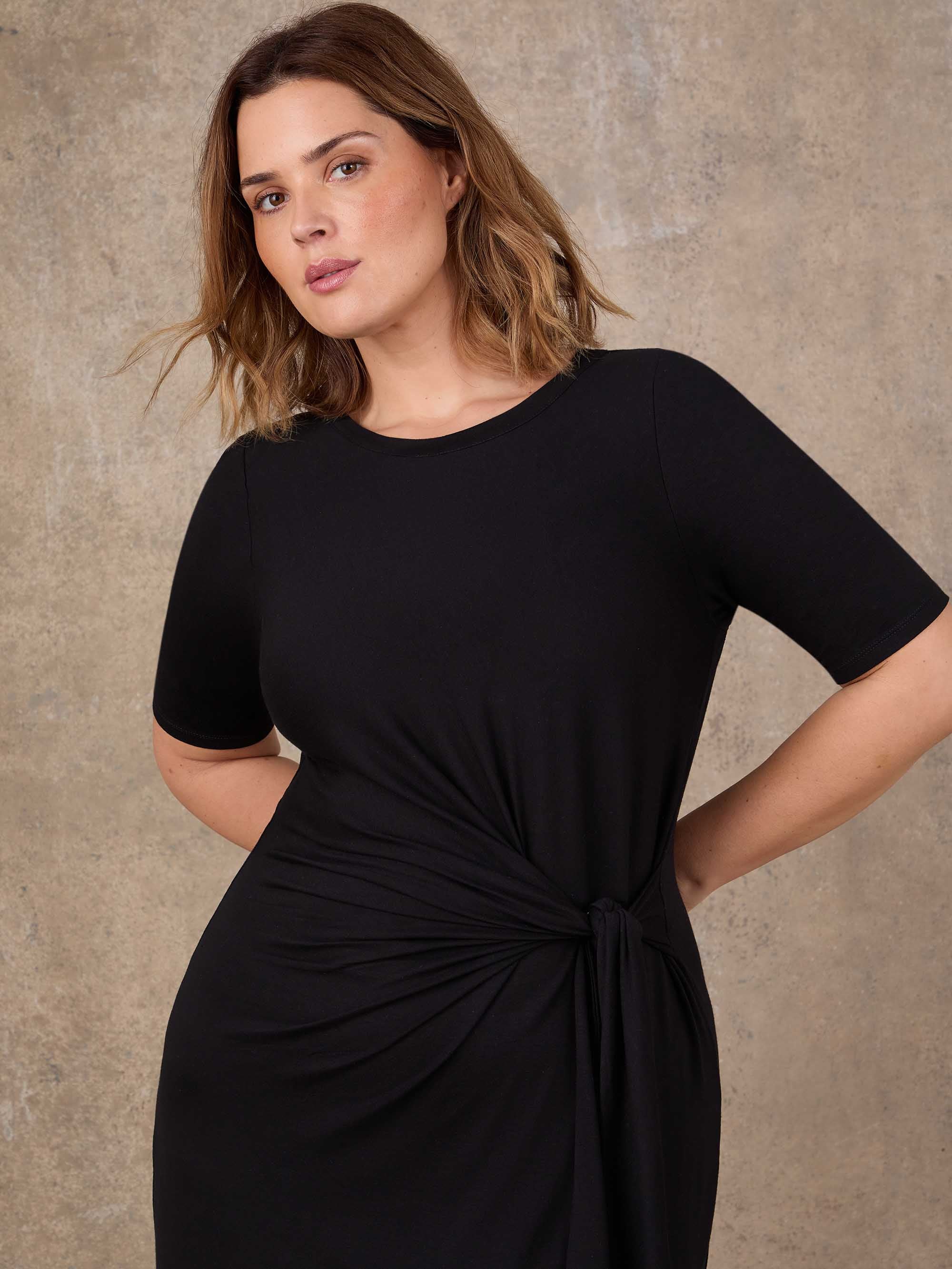 Black Tie Side Jersey Midaxi Dress